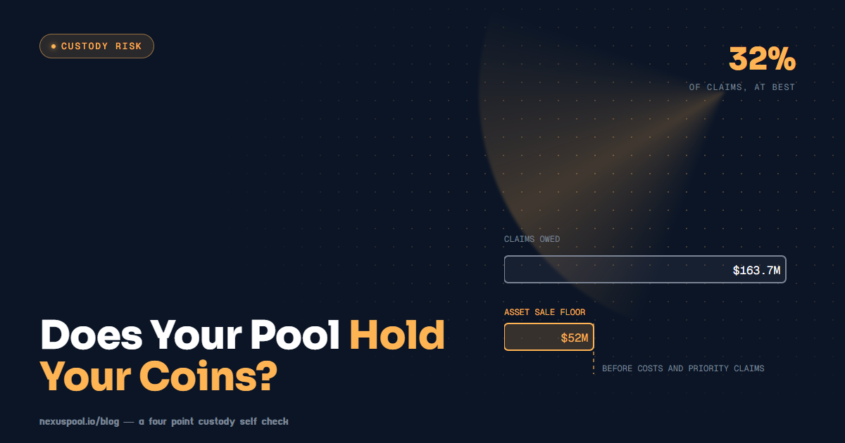Two bars comparing Poolin's 163.7 million dollars in unsecured wallet claims against the 52 million dollar floor bid for its two West Texas mining sites.